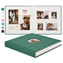 Pssoss 10 x 10 Inch DIY Scrapbook Album 40 Pages Linen Hardcover Kraft White Paper Scrap Book Photo Albums Memory Book for Baby Wedding Family Anniversary Photo Album (Dark Green, 40 pages)