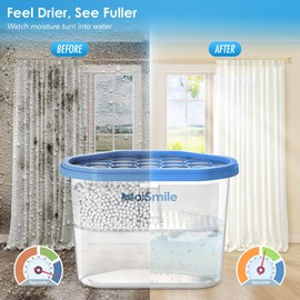 Moismile Moisture Absorbers 6 Packs, 10.8 Oz Efficient Humidity Absorber ＆ Odor Eliminator Boxes, Refillable Car Dehumidifier for Closet, Bathroom, Basement＆ RV, Fragrance Free