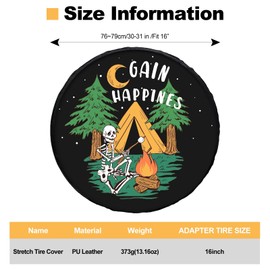 Blueshyhall Reserveradabdeckung mit Toten Skelett Camping Muster, 1 Stück Ersatzradabdeckung Wasserdicht Staubdicht aus PU Leder Ersatzrad Hülle für Off-Road Auto, SUV, Wohnwagen (16" / 76-79 cm)
