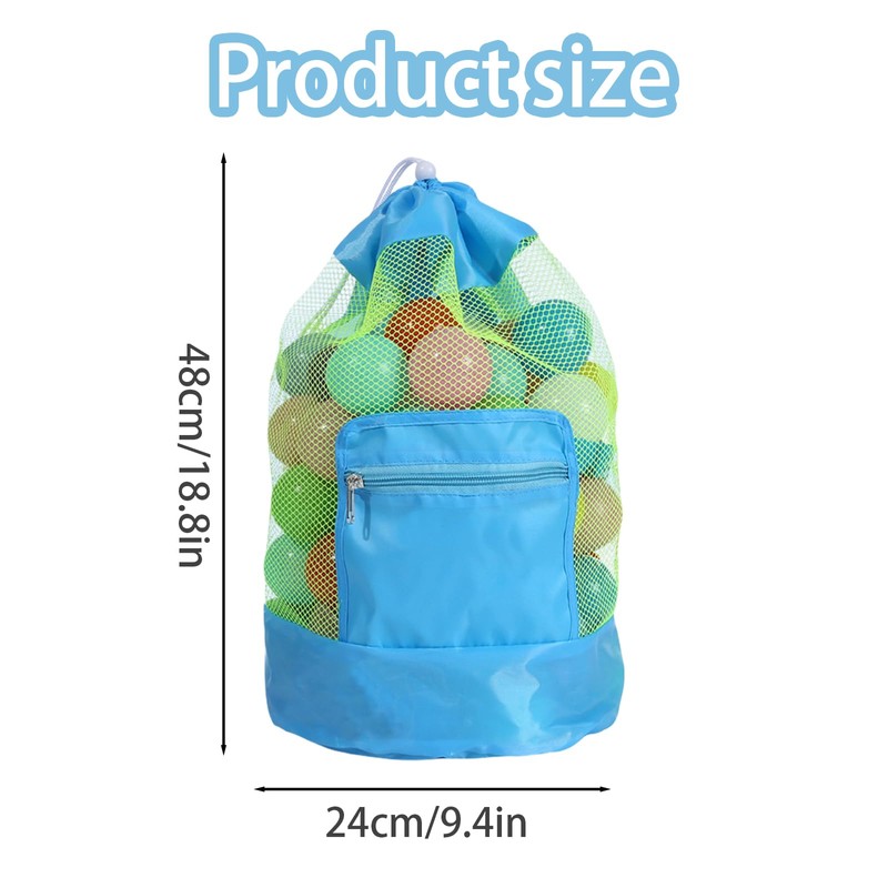 AYNKH Foldable Beach Toy Bag, Mesh Beach Bag with Adjustable