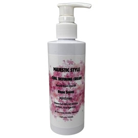 MAJESTIC STYLE Professional Curl Defining Cream With Natural Rose & Shea Oil 6.8 fl oz, Prevent Dryness, Promotes Silkiness, Shine, Body, Volume, Enhances Curls With Soft Tames Frizz & Flyaways.