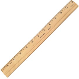 12" Wood Ruler with Metal Edge