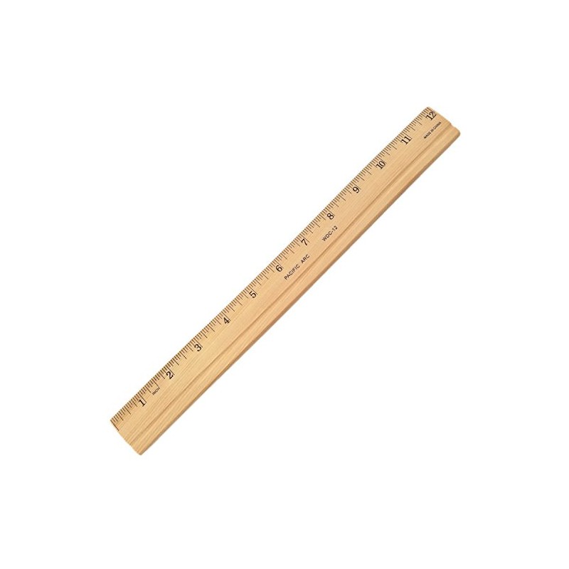 12" Wood Ruler with Metal Edge