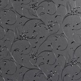 Mikomer Total Blackout Window Film,100% Light Blocking Privacy Glass Door Film Etched Flowers,Room Darkening Window Cling,No Glue/Heat Control/Anti UV for Day Sleep & High Privacy,35In. by 78.7In.