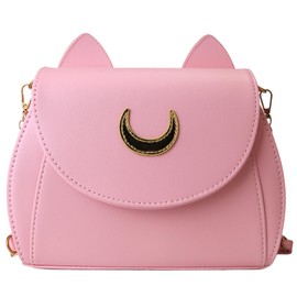 LoveWLC Moon Luna Cat Purses,Pu Goth Cosplay Moon Sailor Bag Handbag Shoulder Bags for Girl Women