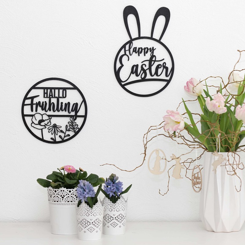 Papierdrachen Wooden Easter Pendant - Wooden Ring Black - Reusable