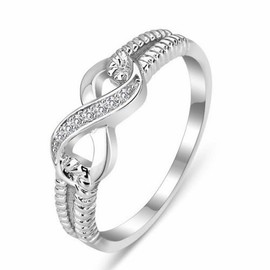 925 Sterling Silver Plated Infinity Heart Promise Rings for Women's, Cubic Zirconia Engagement Bride Friendship Wedding Bands Every Day Ring Jewelry Gift for Her Size 8#