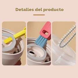 Genérico Cepillo Tapa Taza 3 en 1, el más Nuevo 2025, Cepillo Limpieza Grietas Botellas Agua Espacios reducidos en Tazas, Cepillo Limpieza Multifuncional (3 Piezas)