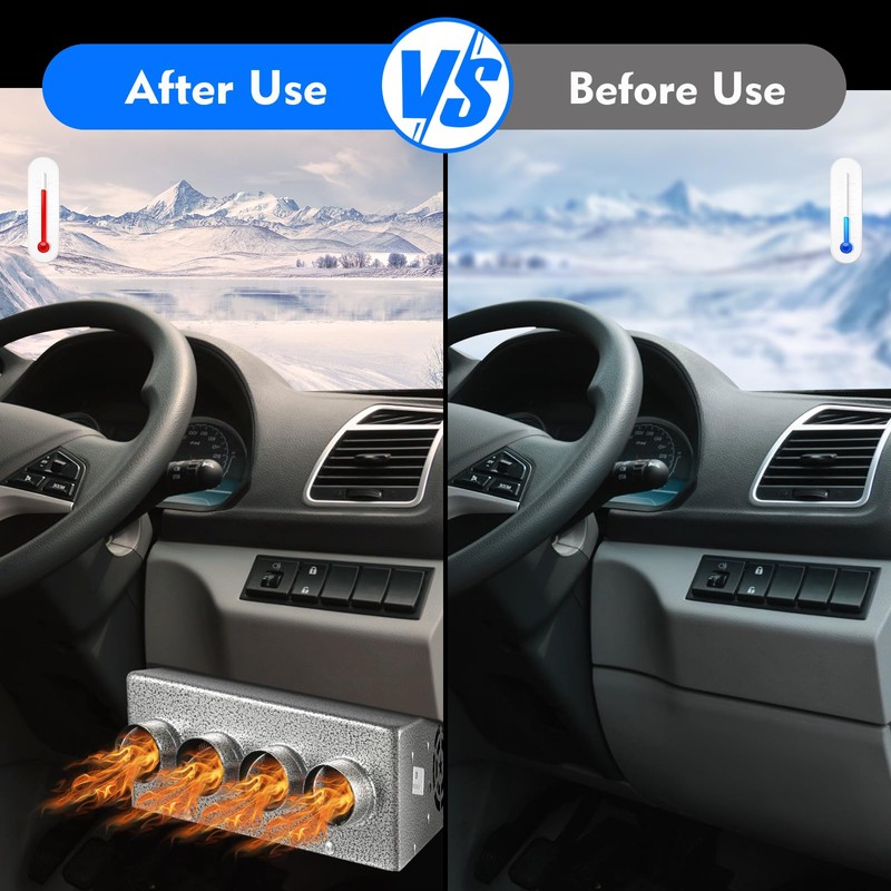 BIXIBIN Universal Under Dash Heater, 12V Auxiliary Heat Defroster w/Speed