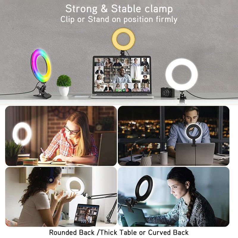 16cm LED USB Circle Light RGB Fill Light with Clamp