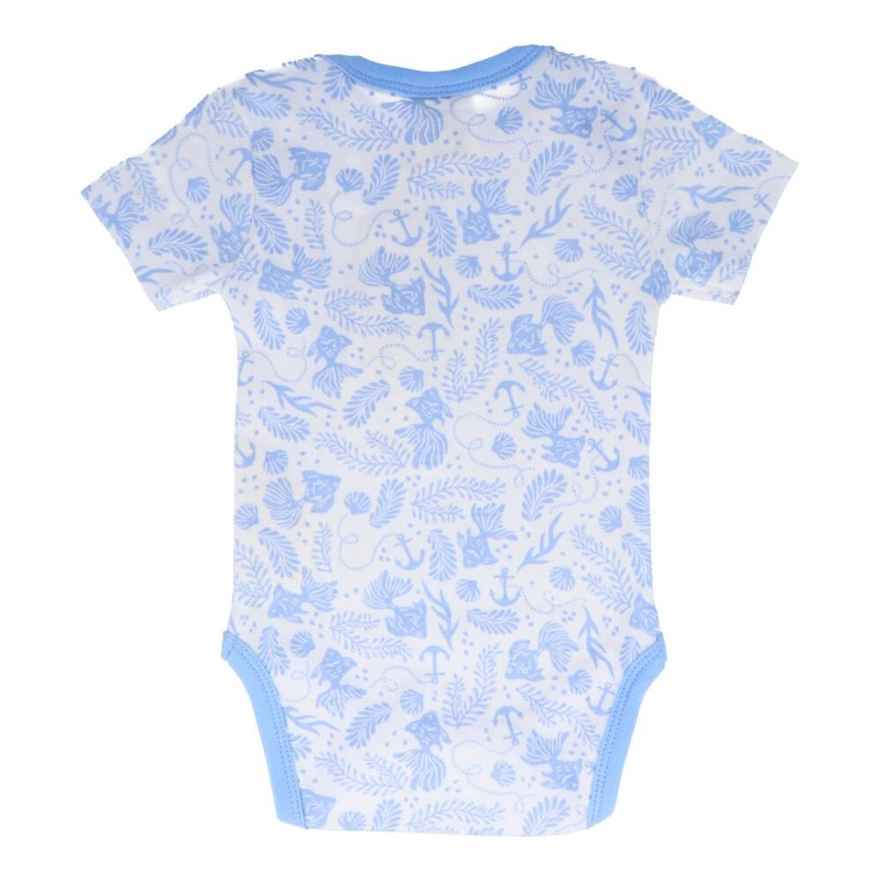 Organic Cotton Summer Baby Onesie - Underwater World Blue, 6-12