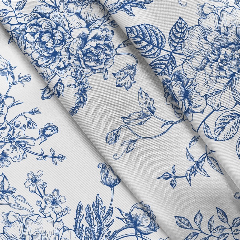 AIBIIN 132x182cm Blue Floral Tablecloth Rustic flowers Rectangle Table Cover