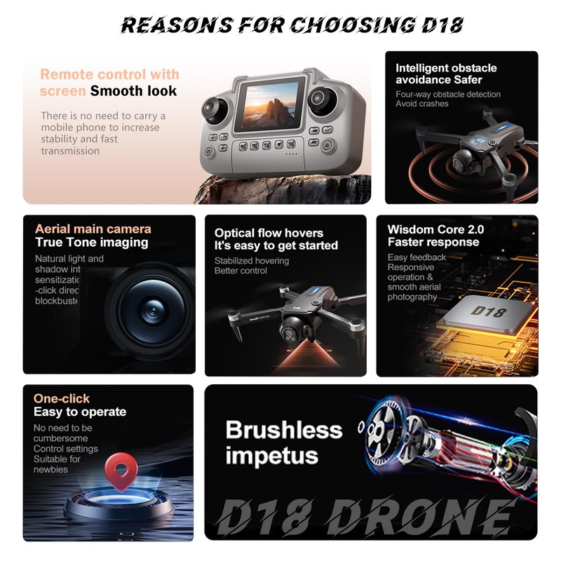 QQCHGOL D18 Drone with Dual Camera for Adults 2K, Foldable