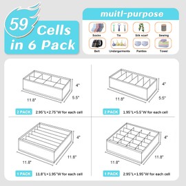 6 Packs Bra and Pantie Drawer Organizer, Bra Sock Underwear Organizer,Clothes Organizer for Bra, Socks,Leggings, Jeans