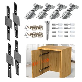 Suemisi Pocket and Pivot Door Slides, Pivot Hinges Hardware, Cabinet Kit Fit for Inset and Cabinet Door, Disappearing and Hidden The Slides and The Hinges (Black, 12 inch 4PCS)