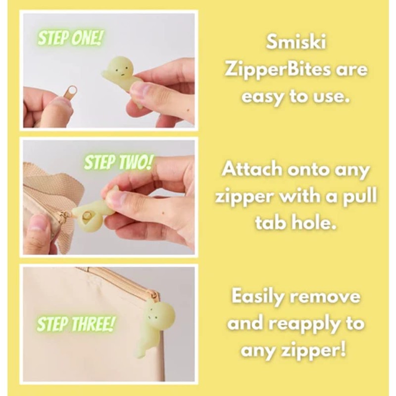 Smiski Hugging Knees ZipperBite Glow in The Dark Zipper Pull