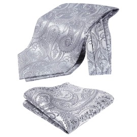Hisdern Men's Cravat, Floral Jacquard Woven Ascot Tie Set -