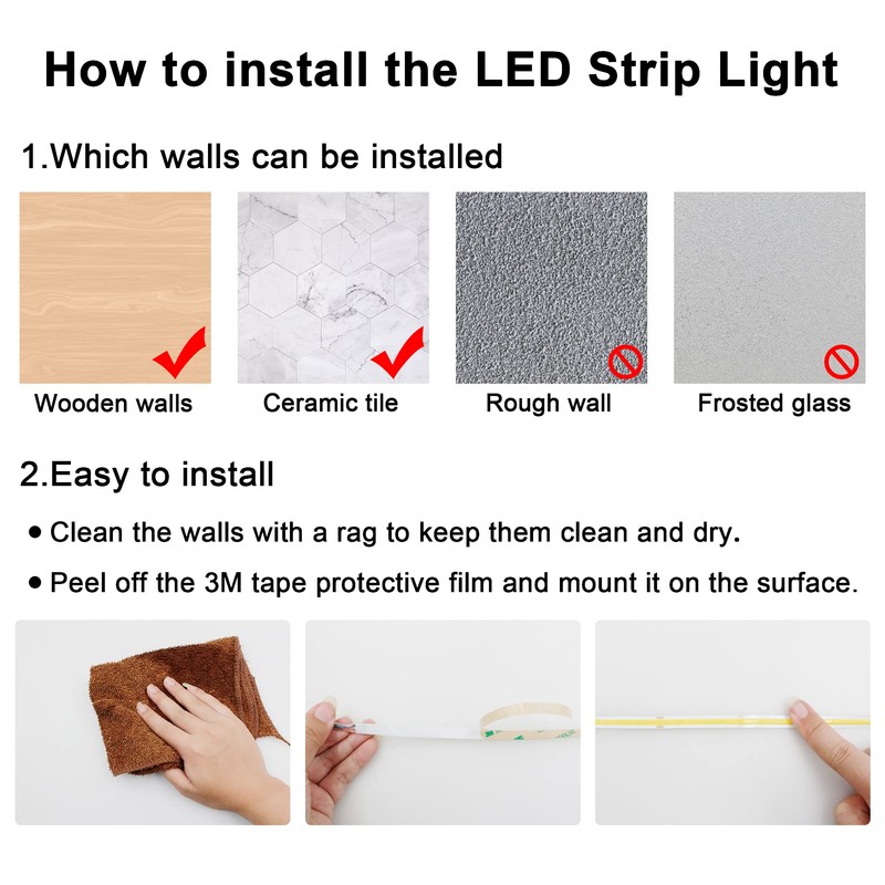 AXMOTUT COB LED Strip Lights with Remote, 24V 9.84ft Warm