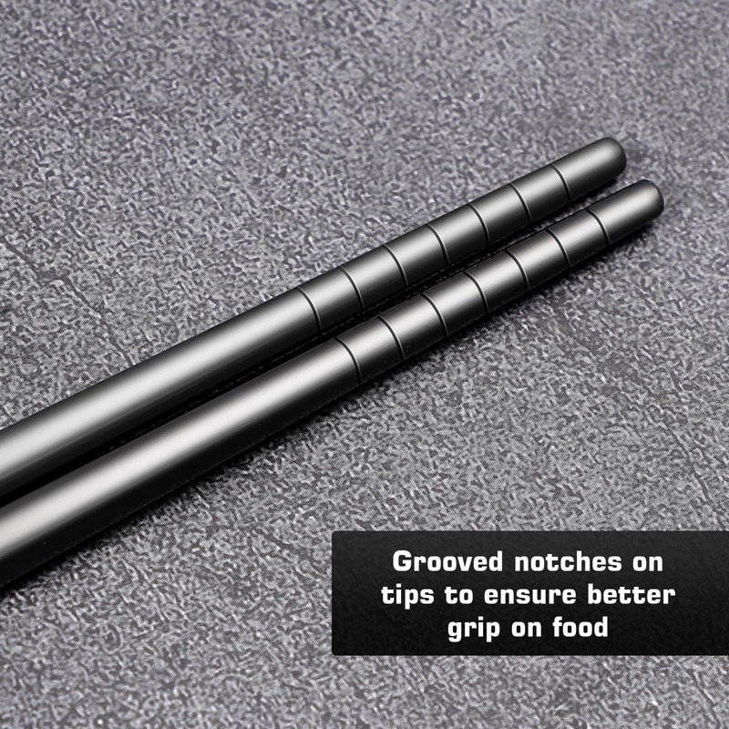 Youda 99.8% Pure TITANIUM Chopsticks 1 Pairs with Black Carrying