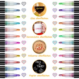 iaHOME Glitter Pens Outline Pens, 24 Double Line Outline Pens Metallic Markers Pens for Arts and Crafts, DIY Projects, Greeting Cards, Gifts for Teenage Girls