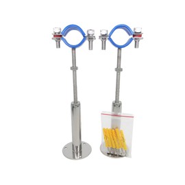 Stainless Steel Adjustable Pipe Bracket Clamp - Wall/Ceiling Mount Support for 1-1/4 Inch Pipe, Heavy-Duty Rust-Proof Brackets with Fixings, Extended Type, 2 Pack