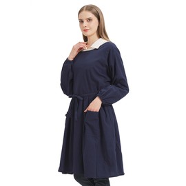 Nanxson Cotton linen apron women long sleeve apron cooking apron for gardening, painting, baking, housework CFL0001 Navy