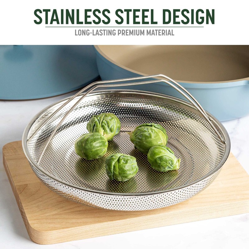 Goodful All-In-One Pan Steamer Basket, Premium Stainless Steel Construction, Dishwasher