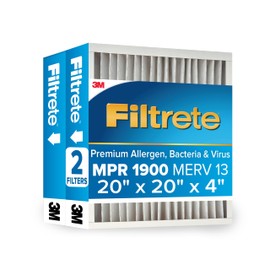 Filtrete 20x20x4 AC Furnace Air Filter, MERV 13, MPR 1900, Fits Honeywell Devices, CERTIFIED Asthma & Allergy Friendly, Premium Allergen, Bacteria & Virus, 2-Pack (Actual Size 19.75 x 19.75 x 4.31 in)