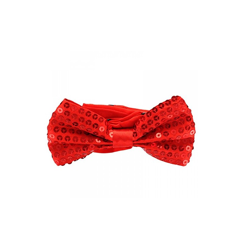 Adjustable 12cm red sequin bow tie in neat display box.