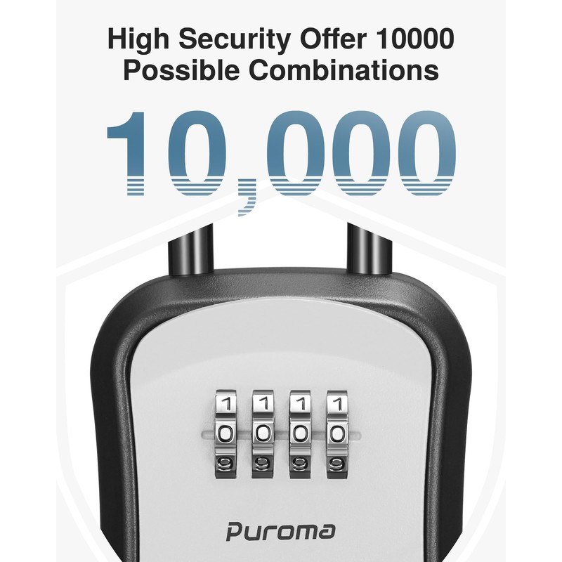 Puroma Lock Box Combination Key Lock Box, Wall-Mounted Portable Storage