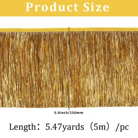 CABODYALS 5.47 Yards Gold Sparkling Metallic Tassel Tinsel Fringe Golden Shiny Chainette Glitter Polyester Lace Ribbon Trim for Sewing Making Festival Decoration Clothing Accessories DIY Hand