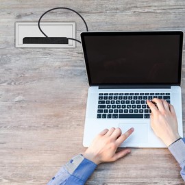 Desk Grommet, Square Cable Cover Aluminium Brush Plate for Computer Wire Management, Outlet Insert Top (M)