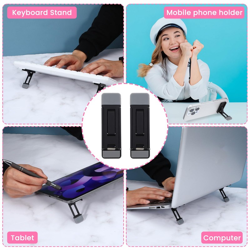 XLIUAX Portable Keyboard Riser for Desk, 2pcs Mini Foldable Laptop