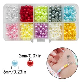 HAIKING Colorful Loose Spacer Beads, 600 Pcs Round Plastic Pearl Beads for DIY Crafts, Jewelry Making (6MM)