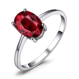 JewelryPalace Class Natural Red Gemstone Garnet Birthstone Solitaire Engagement Rings for Women, Anniversary 14K Gold Plated 925 Sterling Silver Promise Rings for Her, Jewelry Sets Size 10