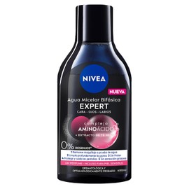 NIVEA Agua Micelar Desmaquillante Bifásica Expert (400 ml) - Fórmula Vegana con Complejo Aminoácido, Remueve Maquillaje a Prueba de Agua, Limpia y Refresca la Piel - Ideal para Piel Sensible, Mixta y Grasa