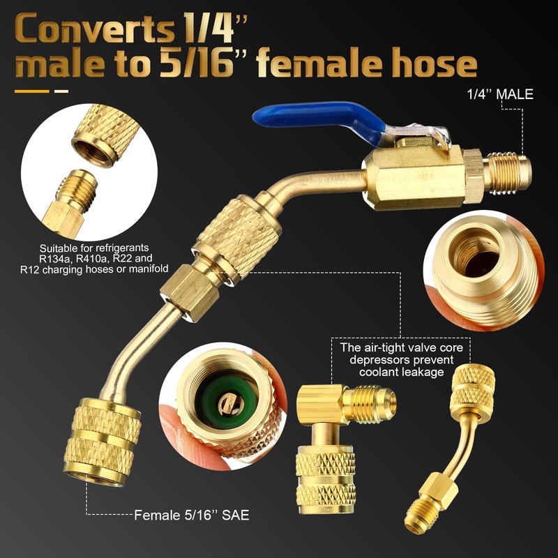 Tujoe 12 Pcs Air Conditioning Refrigerant Compact Ball Valve Coupler