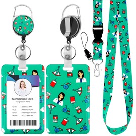 Amabro Nurse Badge Holder with Removable Lanyard, Retractable ID Badge Holder with Tear Off Lanyard, Plastic Vertical Card Protector (Style C)