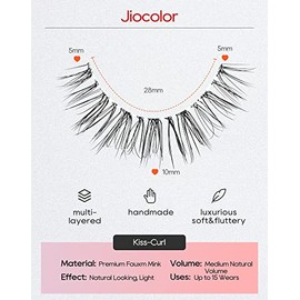 Jiocolor Fairy Strip Lashes That Look Like Extensions Clear Band False Eyelashes Natural Look 3D Volume Lashes Short Wispy Fake Eyelashes Pack 7 Pairs 10MM