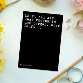 Mr. & Mrs. Panda Postcard Läuft bei mir. Zwar... - Gift, funny, invitation cards, birthday, saying gifts, sayings, sayings