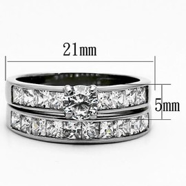 Marimor Jewelry 3.25 Carat Cubic Zirconia Stainless Steel 316 Engagement Wedding Ring Set Size 10