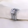 White Gold Filled 2pcs Womens Wedding Ring Sets Bridal Sets