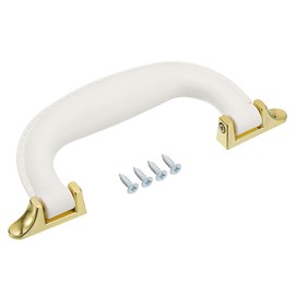 sourcing map Luggage Handles, 155mm/6.1inch PU Leather Pull Handle Suitcase Case Replacement Handles with Screws for Case Suitcase Toolbox, White