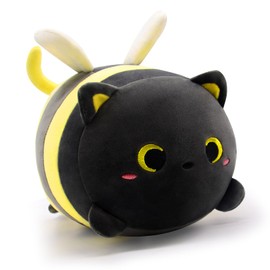 MUFEIRUO Black Cat Plush Toys with Bee Wings, Bee Plush Doll Toy, Black Cat Plush Doll, Plush Toys, Kitten Stuffed Toys, Teddy Bears, Gift for Boys Girls Children
