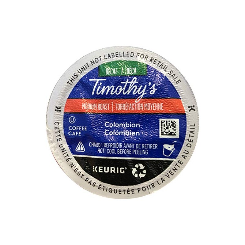 Timothy's Decaf Colombian Single Serve Cups for Keurig Brewers, 50