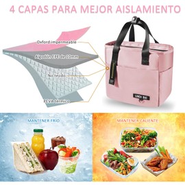 Lonchera Termica Impermeable - Bolsa de Almuerzo Aislada Porta Alimentos Nevera Portátil, Hermética Porta Fiambrera Plegable Hielera con Bolsillos Laterales, A Prueba de Fugas para Adultos Mujer