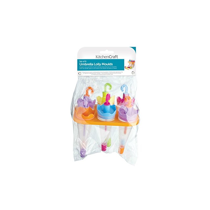 KitchenCraft Ice Lolly Mould with 6 Reusable Umbrella Style Sticks,