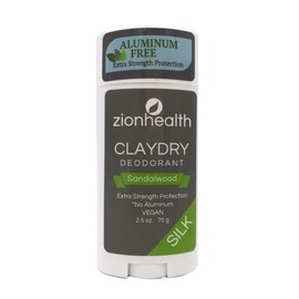 Zion Health Clay Dry Silk Deodorant Stick 2.5 oz Sandalwood
