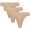 Balanced Tech Women's Seamless Thong Panties 3-Pack - Nude -