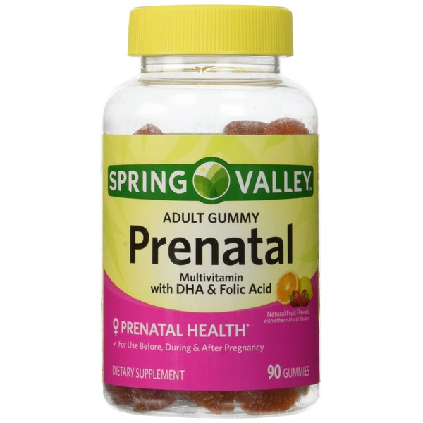 Spring Valley - Prenatal Gummy Multivitamin with DHA & Folic Acid, Fruit Flavor, 90 Gummies